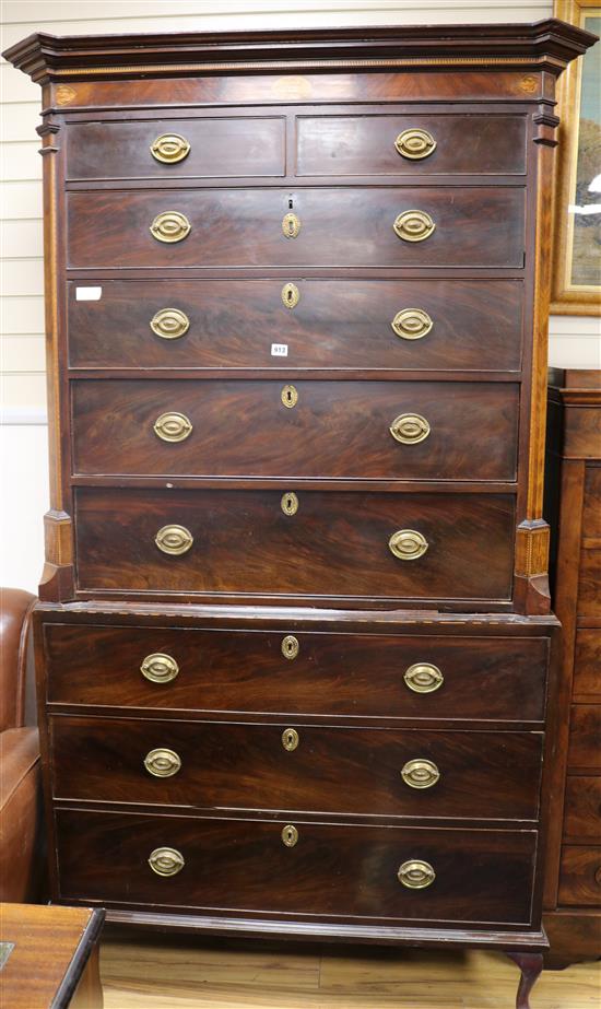 A Regency mahogany chest on chest W.110cm